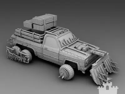 A car with two miniguns 3D print model