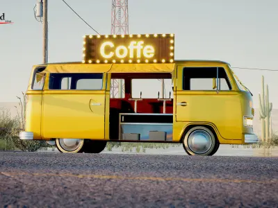 Van Car - Coffee Van  3D model
