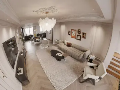 Luxury living room dining room interior scenes 32 3D model