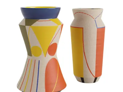 Set of 2 small ceramic vases 3D model