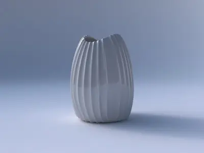 Bowl compressed with extruded vertical lines 3D print model