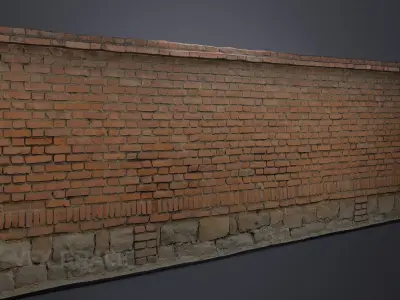 Red Brick Wall 007 3D model