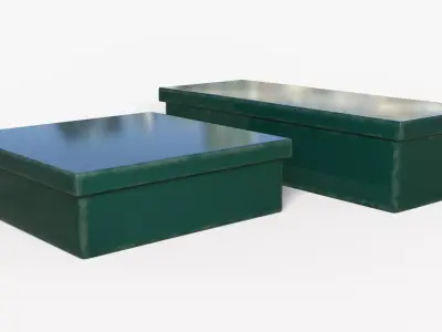 Box Green Metal Set Low-poly 3D model