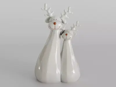 Charming Minimalist Reindeer Couple Sculpture 3D print model