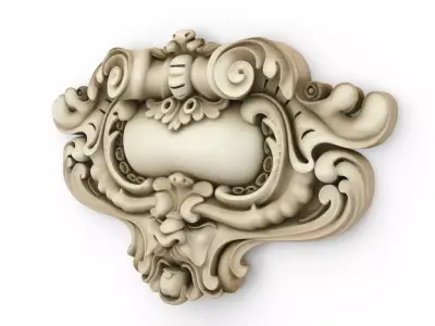 Cartouche classic decorative ornament cnc 3d printing stl 03 3D model