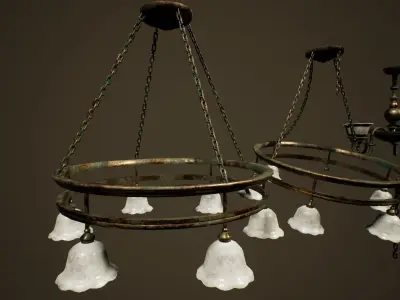 Antique Chandelier - PBR Game Ready Low-poly 3D model Low-poly 3D model
