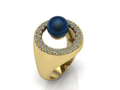 Ring with pearls 3D print model