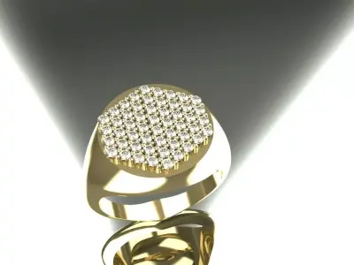 Diamond Signet Ring Size 8 Gold Silver Platinum Jewelry 3D print model