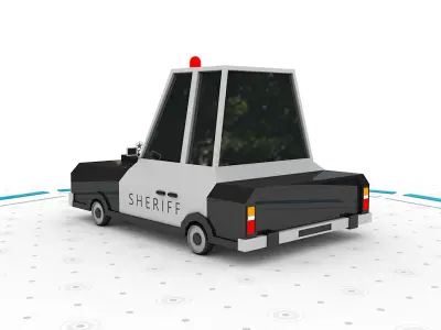 Sheriff - Low poly cartoon car 3D model