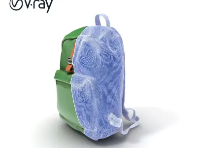 Green Backpack D Model Pack Low-poly 3D model