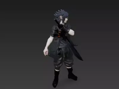 Anime Character with Dual Swords - Dynamic Action Pose 3D model