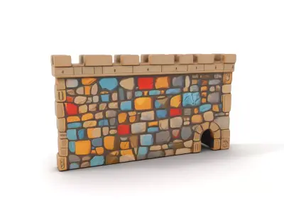 Colorful Stone Wall model pack Low-poly 3D model