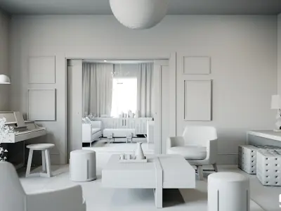 Corona - C4D Scene files - Living Room 3 Interior 3D model