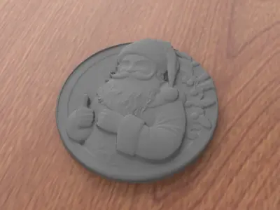 Christmas Santa Claus coin-shaped relief model 3D print model