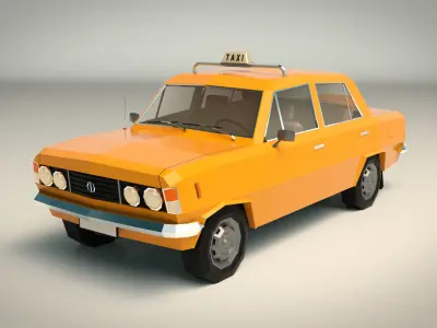 Low Poly Taxi Cab 04 Low-poly 3D model