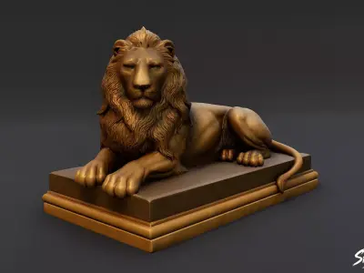 Lion Statue V8 Low-poly 3D model