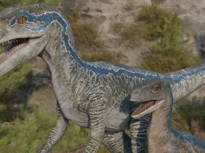 Blue and Beta Raptors Jurassic Park 3D model