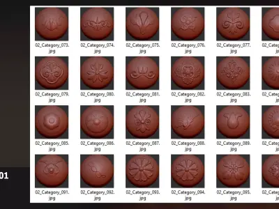 Ornament VDM Brush 105 High-Detail Brushes for Blender  ZBrush Low-poly 3D model