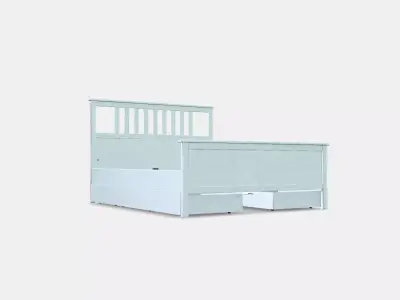 HEMNES Bed frame with 4 storage boxes 4 Low-poly 3D model