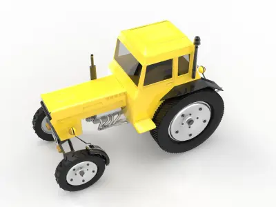 Low Poly Tractor Low-poly 3D model