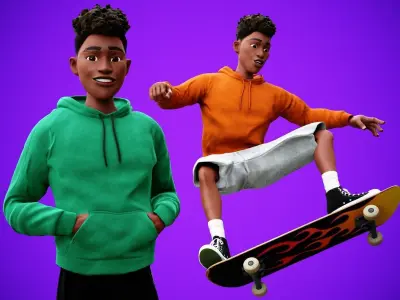 Free Cartoon boy character rigged Free low-poly 3D model