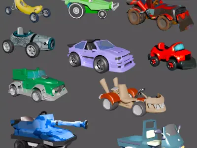 Low Poly Karts Pack Low-poly 3D model