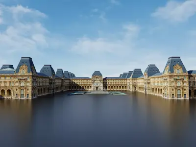 Louvre Museum Low poly 3d Low-poly 3D model