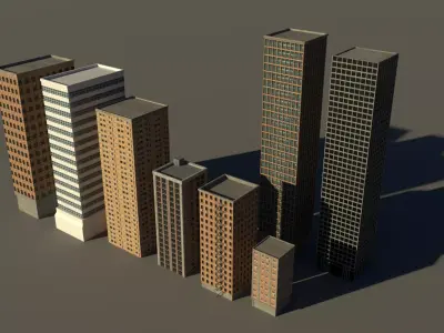 Simple City Buildings Model Pack Free 3D model