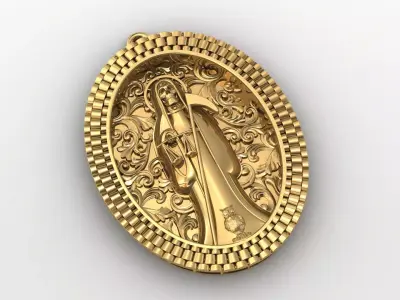  santa muerte holy death small size pendant 3D STL 3DM skull 3D print model