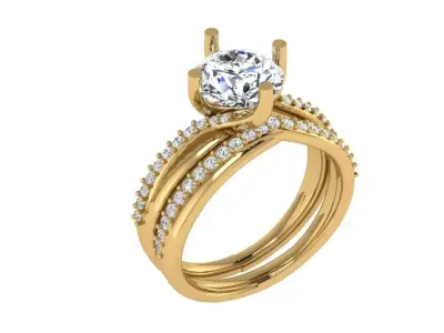 Round shape Trellis twisted ring with Diamonds on both sides 3D print model