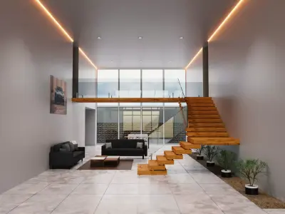Living Room Amd Kitchen Interior Design By Nikdox Low-poly 3D model