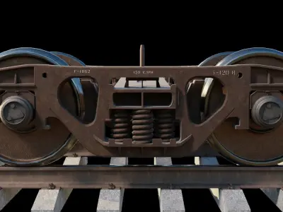 Lowpoly Railway freight Bogie Low-poly 3D model