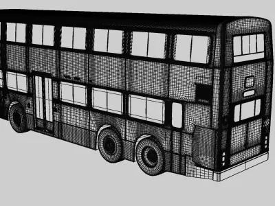 non-air conditioner Double Decker Hong kong Bus 3D model
