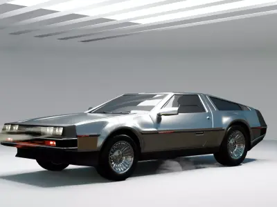 Delorean car Low-poly 3D model
