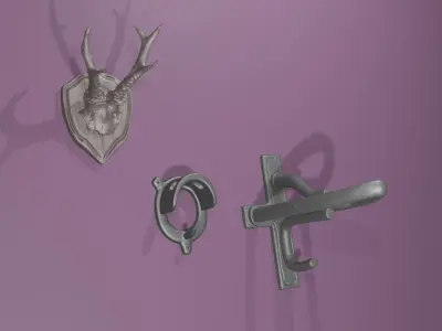 Modelhorse Tackroom Set Saddleholder Tackholder Antler 3D print model