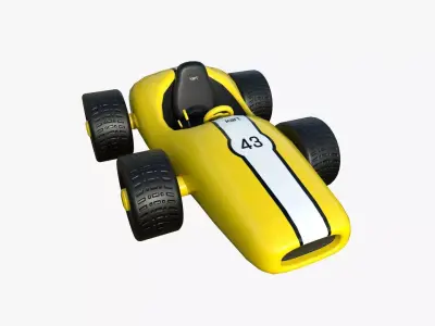 Cartoon Kart F06 Yellow - Vehicle Racing Design Low-poly 3D model