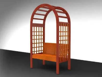Arbor 1 wooden bench with arched design 3D model