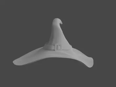Halloween Witch Hat with Ribbon and Buckle Low-poly 3D model