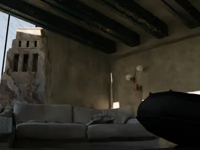 Apocalyptic Flooded Luxury Interior 3D model