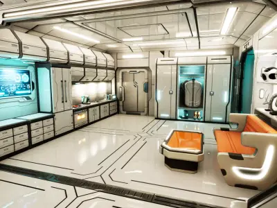 SciFi Apartment Room Low-poly 3D model
