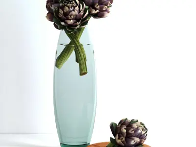 Burgundy Artichokes Set 3D model