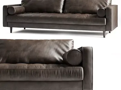 Sofa 3D Model two leather sofas with arms and legs Free 3D model
