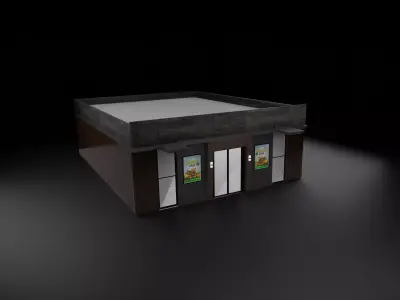Tiny Modern store Free low-poly 3D model