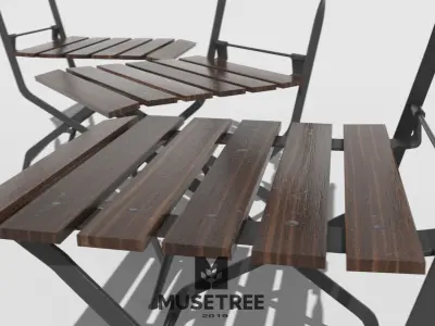 Chair French Cafe Bistro Folding Side  Low-poly 3D model