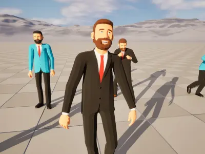 Man in suit jacket low-poly stylized Low-poly 3D model