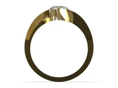 Solitaire STL 3D printable gold Ring Modern Bypass model sr0112 3D print model