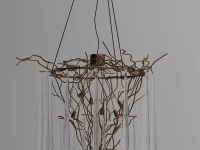 Chandelier with branches hanging from it Free 3D model