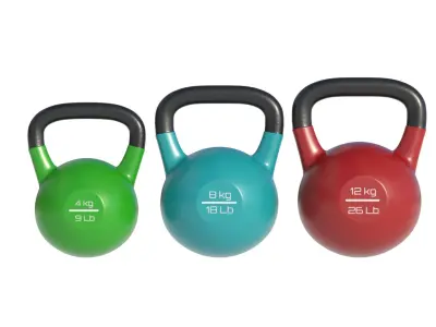 Kettle Bells 3 Colors Low-poly 3D model