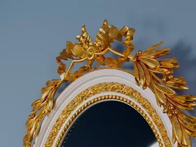 classic frame Baroque Oval Mirror Frame STL for CNC Carving 3D model