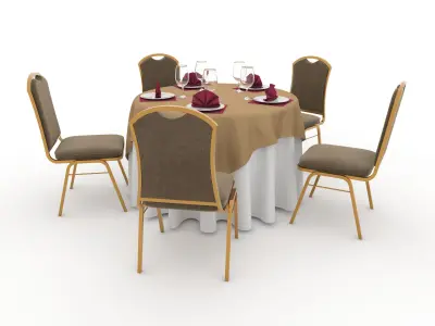 Banquet Table and Chair 12 3D model